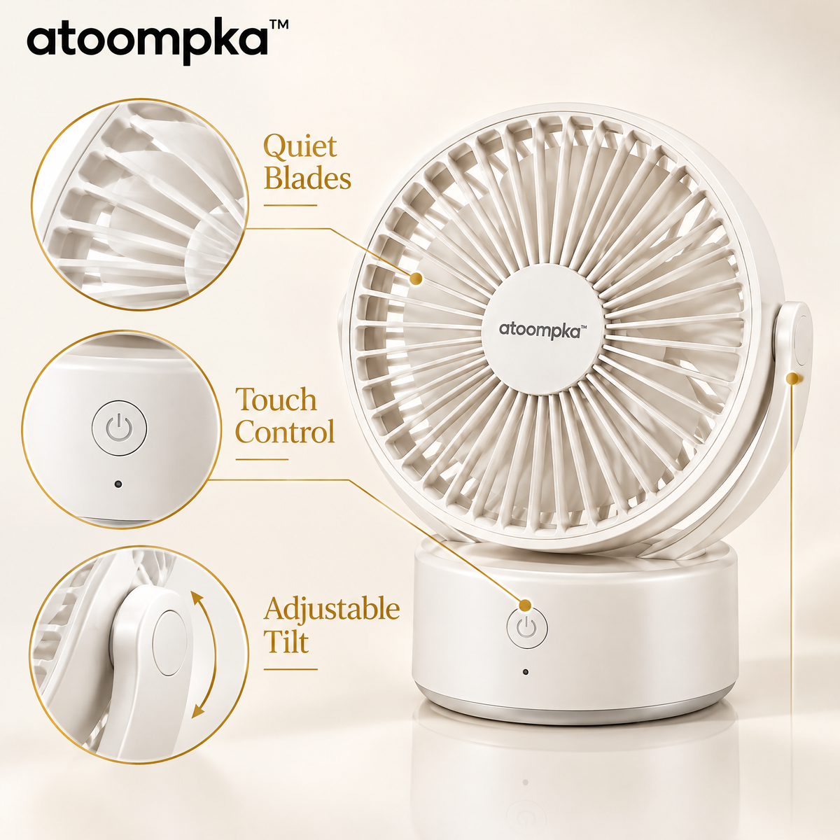 atoompka™ Silent Desk Fan