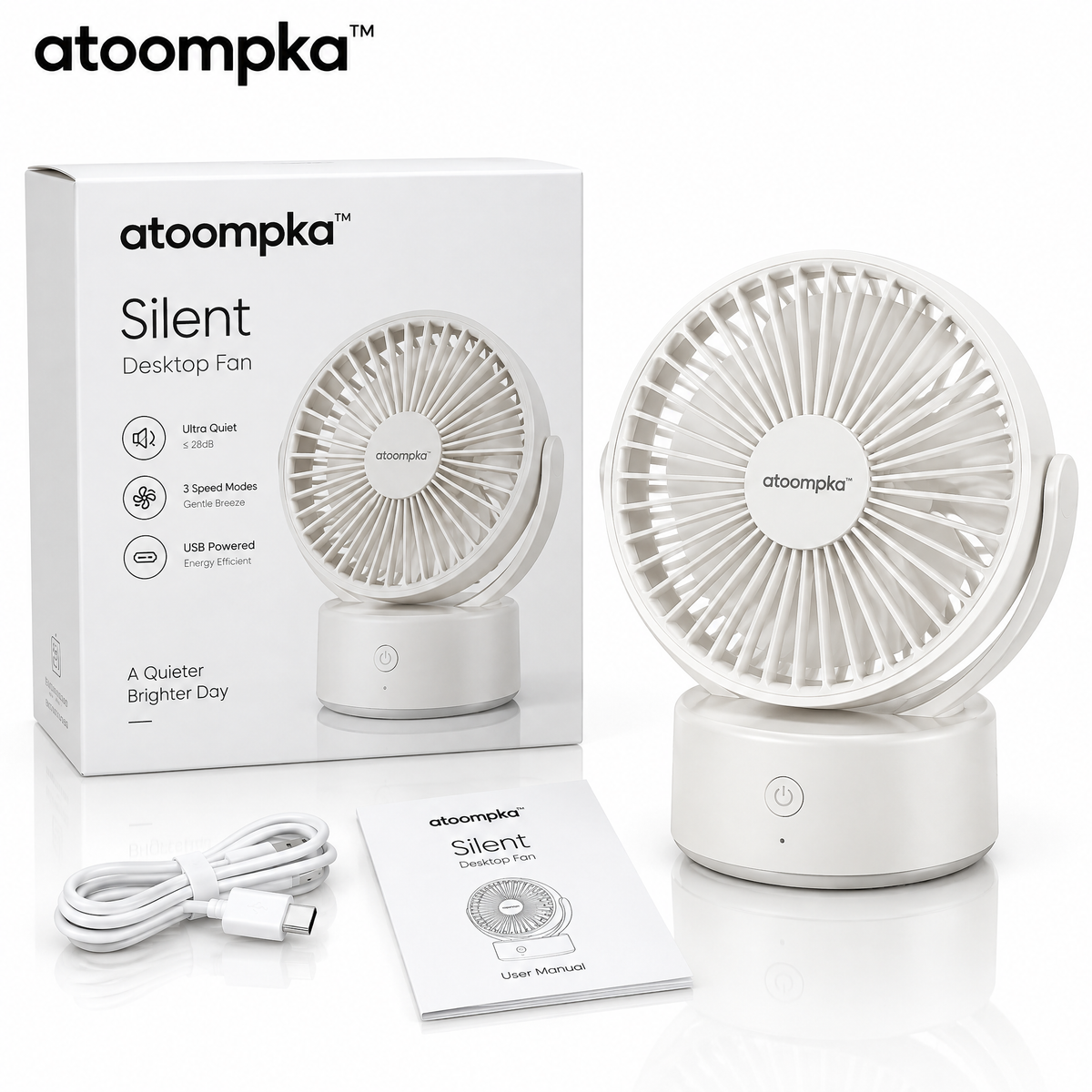 atoompka™ Silent Desk Fan